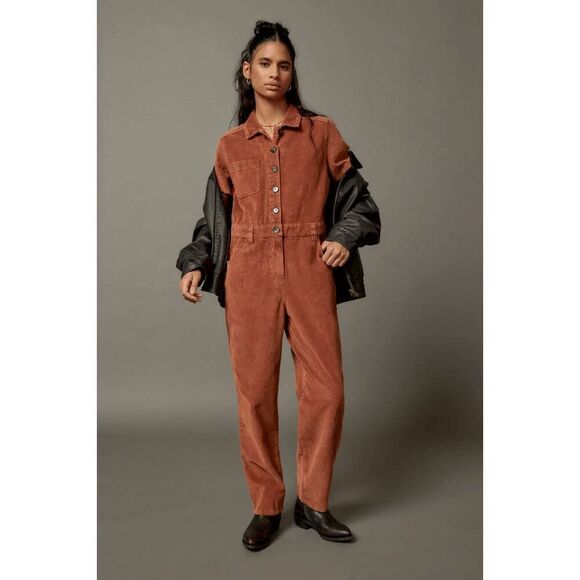 Urban Outfitters BDG Chocolate Brown Smith Corduroy Coverall Jumpsuit Small - Picture 1 of 7